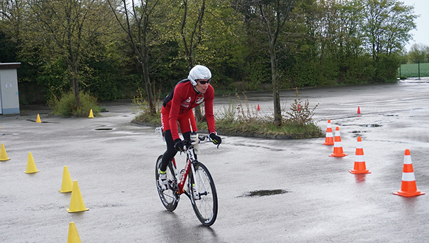 Auf der Radstrecke: Ina Wildhagen. Fotos: privat
