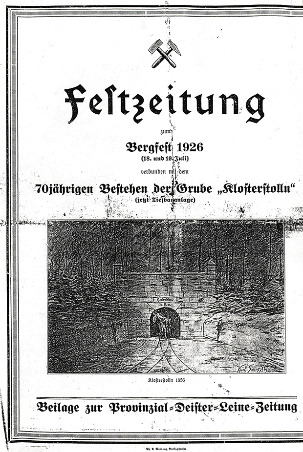 Bergfest 1926: Da wurde das 70-jährige Bestehen der Grube "Klosterstolln" gefeiert.