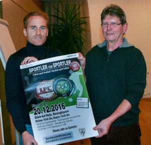 Die Cheforganisatoren: Jan Baßler (links) und Gerd Köhler informierten über „Sportler für Sportler 2016“.