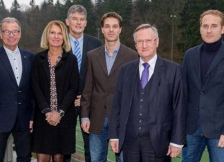 Die NFV-Führungsriege 2018: Von links stellvertetender NFV-Direktor und Sporthotel-Geschäftsführer Bernd Dierßen, Hoteldirektorin Kerstin Busch, NFV-Direktor Bastian Hellberg, NFV-Direktor Steffen Heyerhorst, NFV-Präsident Günter Distelrath und der stellvertetende NFV-Direktor Jan Baßler.