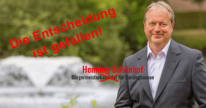 Gewonnen: Der SPD-Kandidat Henning Schünhof hat die Stichwahl um das Bürgermeisteramt in Barsinghausen für sich entschieden. Er setzte sich gegen den CDU-Kandidaten Dr. Roland Zieseniß durch, der den ersten Wahlgang Anfang November noch knapp gewonnen hatte.